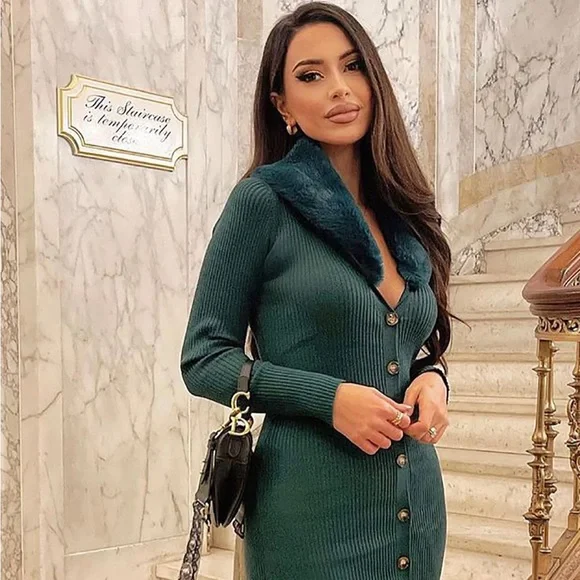 green faux fur dress Light Green Fox Fur Scarf Wool Cashmere Belted Long Coat – Vivian Seven